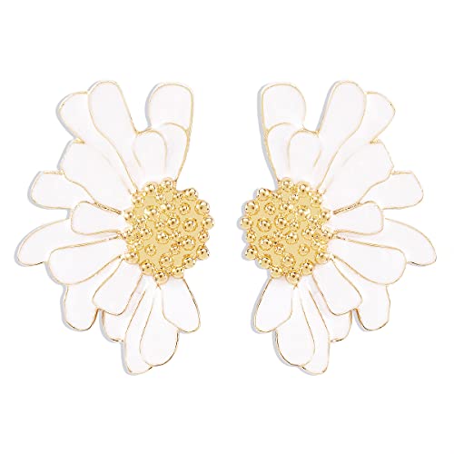 BSLVWG Blume Stud Ohrringe,Daisy Blume Ohrring Vintage Blume Bead Studs Statement Ohrringe Floral Mode Ohrringe Geschenke für Frauen Mädchen Trendy Schmuck (Weiß) von BSLVWG