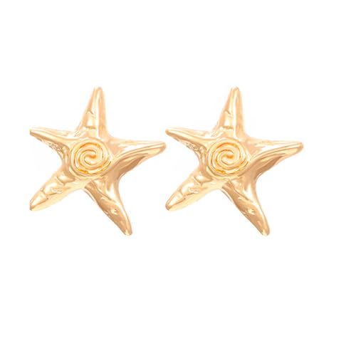 BSLVWG Boho Starfish Open Verstellbarer Ring Metall Gold Aussage Starfish Rings Chunky Starfish Wrap Ringe Sommer Strand Fingerringe Schmuck für Frauen (Ohrringe) von BSLVWG
