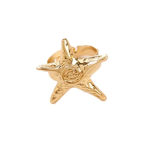 BSLVWG Boho Starfish Open Verstellbarer Ring Metall Gold Aussage Starfish Rings Chunky Starfish Wrap Ringe Sommer Strand Fingerringe Schmuck für Frauen (Ring) von BSLVWG