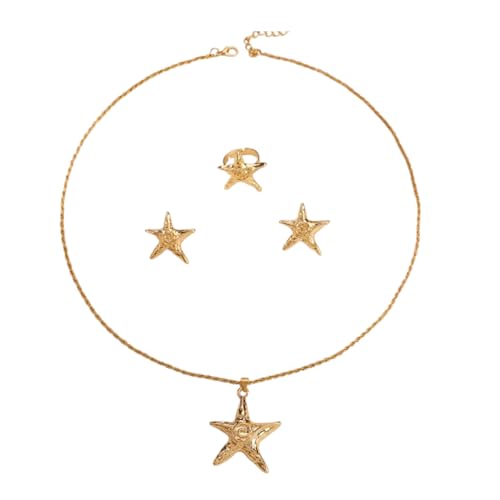 BSLVWG Boho Starfish Open Verstellbarer Ring Metall Gold Aussage Starfish Rings Chunky Starfish Wrap Ringe Sommer Strand Fingerringe Schmuck für Frauen (Sets) von BSLVWG