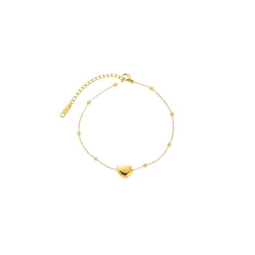 BSLVWG Boho Strand Perlen Fußkettchen Gold Fußkettchen Armbänder Perlen Herz Anhänger Armbänder Sommer Strand Fußschmuck Einstellbar für Frauen und Mädchen von BSLVWG