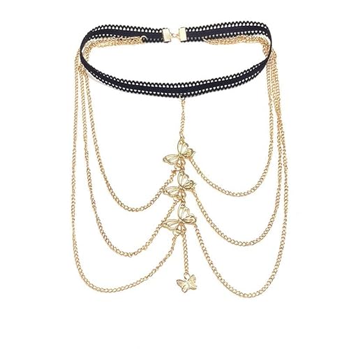BSLVWG Butterfly Beinkette für Frauen Oberschenkelkette Gold Hollow Butterfly Anhänger Boho Körperkette für Strand Sommer Urlaub Party Bikini Schmuck Einstellbar für Frauen und Mädchen (Silber) von BSLVWG