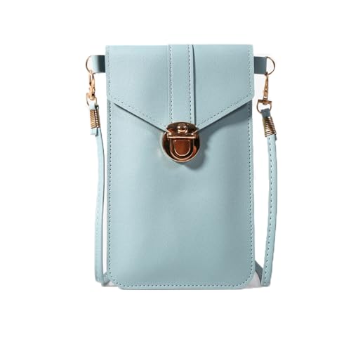 BSLVWG Crossbody Telefon Tasche,PU Leder Telefon Tasche,Handy Crossbody Geldbörse Karten Slots Kupplung Handy Geldbörse Tasche mit abnehmbarem langen Schultergurt Kartenhalter Handtasche (Blau) von BSLVWG