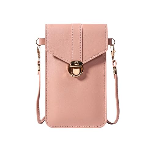 BSLVWG Crossbody Telefon Tasche,PU Leder Telefon Tasche,Handy Crossbody Geldbörse Karten Slots Kupplung Handy Geldbörse Tasche mit abnehmbarem langen Schultergurt Kartenhalter Handtasche (Rosa) von BSLVWG