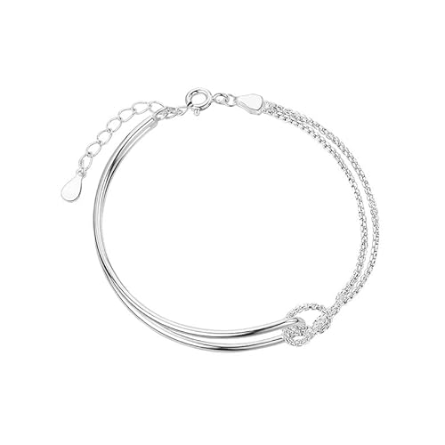 BSLVWG Damenarmband Elegantes Silber Patchwork Double Layer Armband Chain Layered Bracelet Einstellbare Freundschaft Link Armband Schmuck für Frauen und Mädchen (02) von BSLVWG