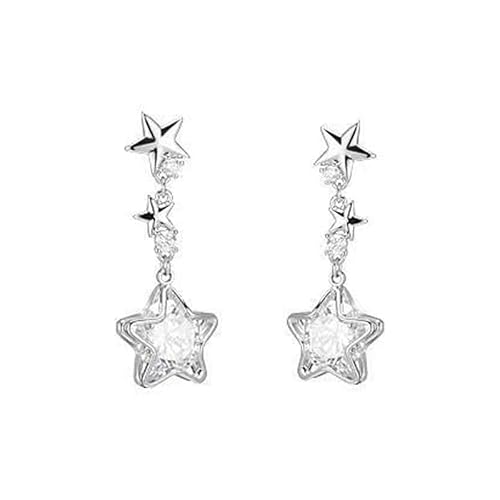 BSLVWG Dangle Ohrringe,Silber Sterne Quaste Kristall Cubic Zirkonia Hypoallergen Nickel Free Stud Drop Dangle Ohrringe Hochzeit Dangle Ohrringe Braut Ohrringe Schmuck für Frauen Teen Girls von BSLVWG