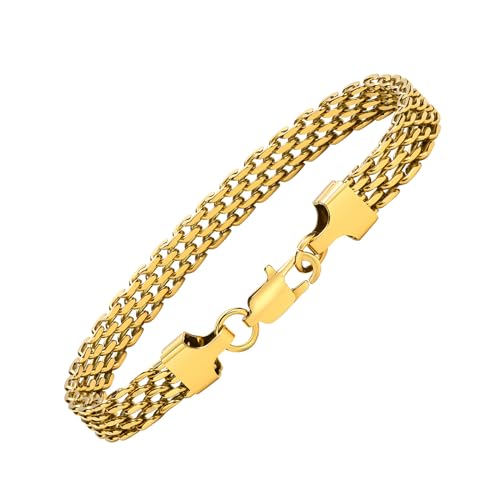 BSLVWG Edelstahl Armbänder für Frauen Männer Silber vergoldete Armbänder Link Kette Armbänder Uhr Band Kette Kette für Teen Mädchen Hiphop Gold Armband Schmuck Geschenke (8.2 IN, Gold) von BSLVWG