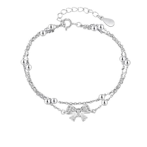 BSLVWG Frauen Armband Silber Perlen Armband Einstellbare Freundschaft Armband Jubiläum Geburtstag Schmuck Geschenke für Ihre Frauen Frau Mum (01) von BSLVWG