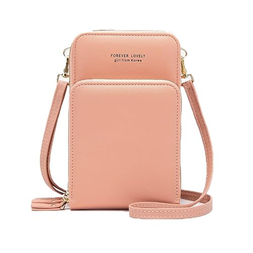 BSLVWG Frauen Leder kleine Crossbody Telefon Tasche,Handy Schultertaschen,PU Leder Telefon Geldbörse mit Kartenschlitzen,verstellbare,abnehmbare Schultergurt Telefon Handtasche für Frauen (Rosa) von BSLVWG