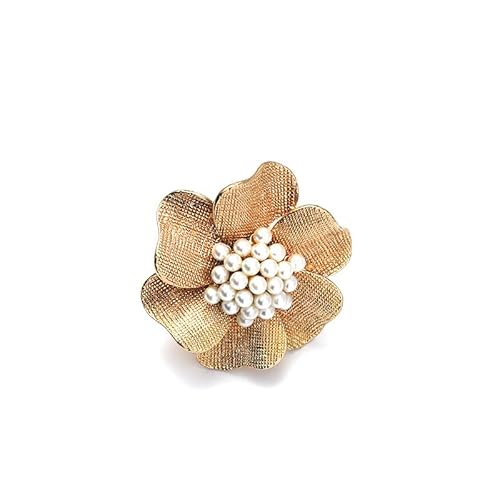 BSLVWG Große Blume Perle Ehering für Frauen Mädchen Vintage CZ Kristall Faux Perlen Ball Blume Einstellbare Offene Band Wrap Geburtstag Cocktail Party Ring Komfort Fit Schmuck Geschenk von BSLVWG