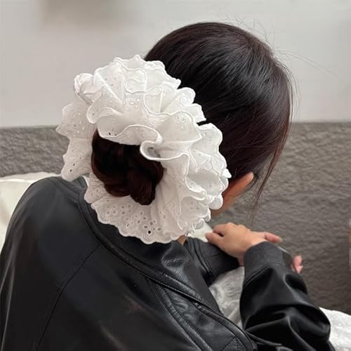 BSLVWG Haarkrawatten für Damen Haar Scrunchies Damen Weiße Spitze Design Premium Stoff Pferdeschwanz Halter Haarkrawatte Haarzubehör für Damen (Weiß) von BSLVWG