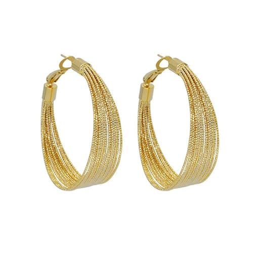 BSLVWG Hoop Ohrringe für Frauen 14k Gold überzogene geometrische C-förmige Hoop Ohrringe Punk Große Hoop Ohrringe Statement Ohrringe für Frauen Teen Girls (Gold) von BSLVWG