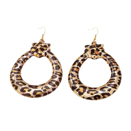 BSLVWG Leopard Print Große Hoop Ohrringe für Frauen Chunky Big Huggie Reifen Kreis Runde Erklärung Ohrringe Boho Vintage Leopard Ohrringe Dangle Ohrringe Studs Modeschmuck Geschenke (01) von BSLVWG