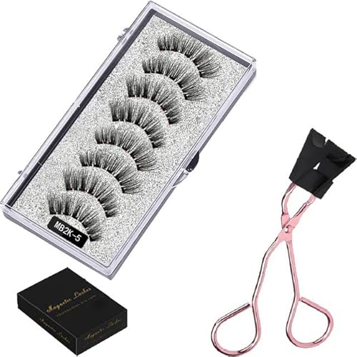 BSLVWG Magnetische Wimpern ohne Eyeliner Wiederverwendbare falsche Wimpern Natural Look 3D Effekt Wasserdichte gefälschte Wimpern Set mit Applikator (2 Paare) (02) von BSLVWG