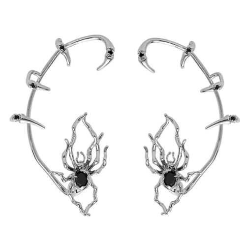 BSLVWG Ohrmanschette Clip On Fake CZ Verstellbare Ohrringe Gothic Spider Ear Cuff Kein Piercing Knorpel Ohrring für Frauen Mädchen Hypoallergen Schmuck Geschenke, Metall von BSLVWG