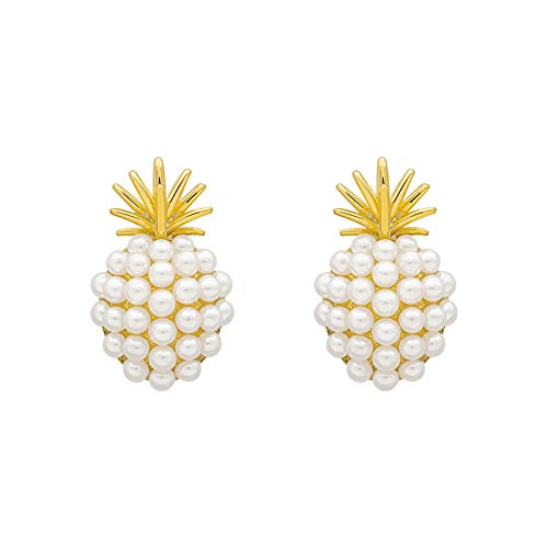 BSLVWG Perlenohrringe Gold Ananas Ohrstecker Perlenohrringe für empfindliche Haut Weibliche Mode Moderne Ohrringe Geschenkschmuck für Frauen Mädchen von BSLVWG