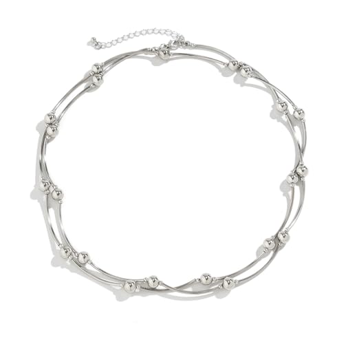 BSLVWG Punk Halskette Große Perlen Kette Choker Halskette Leichte Chunky Oval Kette Übertriebene Halskette Kugel Choker Erklärung Hip Hop Schmuck für Frauen und Mädchen (03) von BSLVWG