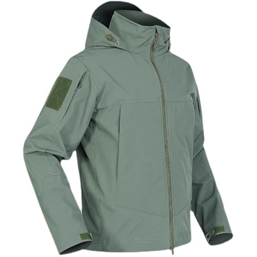 BSLVWG Regenjacke für Männer Wasserdichte Leichte Kapuze Windbreaker Outdoor Regenmantel Winddichte Shell Jacke für Reisen (DE/NL/SE/PL, Alphanumerisch, XXL, Große Größen, Regular, Green) von BSLVWG