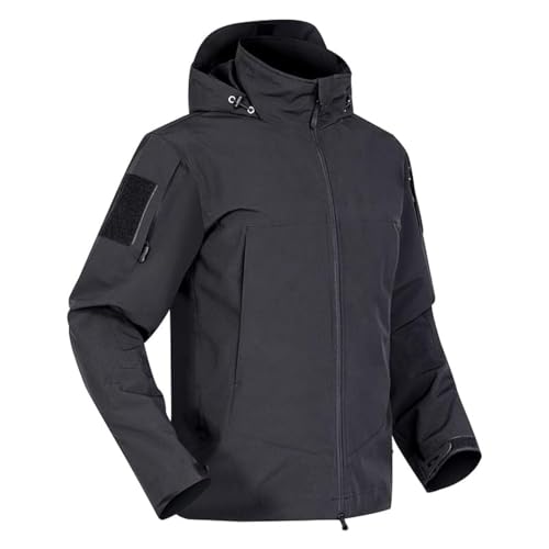 BSLVWG Regenjacke für Männer Wasserdichte Leichte Kapuze Windbreaker Outdoor Regenmantel Winddichte Shell Jacke für Reisen (DE/NL/SE/PL, Alphanumerisch, XXL, Große Größen, Regular, Schwarz) von BSLVWG