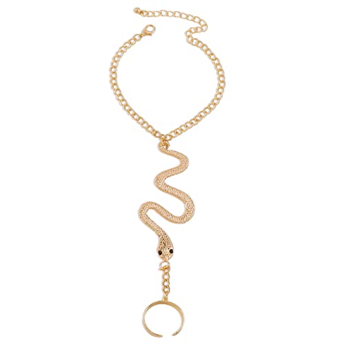 BSLVWG Schlange Finger Ring Armband Slave Chain Armband Vintage Layered Quaste Armband Personalisieren Hand Chain Schmuck für Frauen und Mädchen (05) von BSLVWG