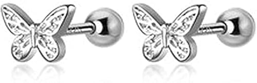 BSLVWG Schmetterlings-Ohrstecker für Frauen, Teenager, Mädchen, kleine Mädchen, Knorpel,S925-Sterlingsilber,zierlich,niedlich, Tier,Tragus,Helix,Schraubverschluss,hypoallergen,Schmuck,Geschenke von BSLVWG