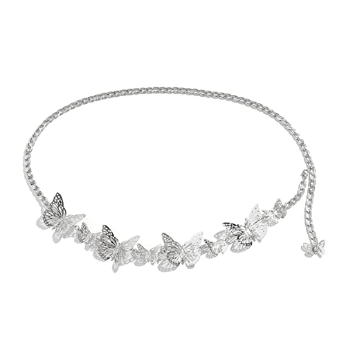 BSLVWG Sexy Taille Ketten Hohle Schmetterling Bauch Körper Kette Mode Körper Zubehör Schmuck für Frauen und Mädchen (Silber) von BSLVWG