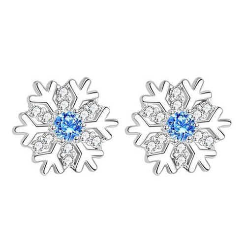 BSLVWG Silber Schneeflocke Ohrstecker, Silber Schneeflocke mit Cubic Zirkonia hypoallergene Schmuck Weihnachtsgeschenke für Frauen Mädchen von BSLVWG