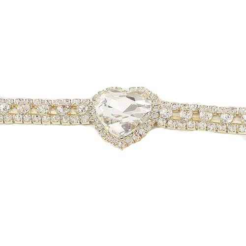 BSLVWG Silber Strass Choker Halskette mit Herz Anhänger - Glamour Romantisch für Frauen und Mädchen (02) von BSLVWG