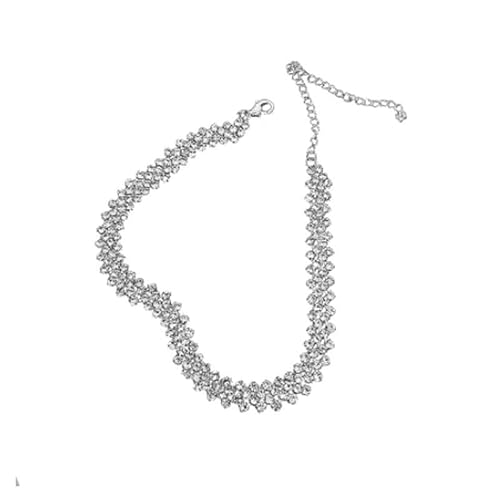 BSLVWG Strass Choker Halskette Silber Diamant Reihe Halsketten Funkelnde Kristall Halskette Kette Jewerly Mode Minimalist Party Prom Zubehör für Frauen und Mädchen von BSLVWG