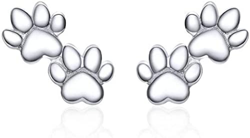 BSLVWG Süßer Welpe Haustier Pfote Ohrstecker Sterling Silber für Frauen Mädchen Niedlich Tier Hund Auto Fußabdruck Ohrring Ohrstecker Piercing Hypoallergen Modeschmuck von BSLVWG