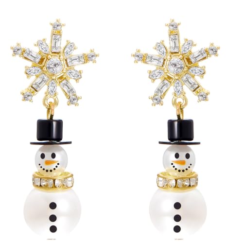 BSLVWG Weihnachten Nette Schneemann Piercing Ohrringe, Weihnachten Schneeflocke Quasten Silber überzogene Dangling Hängende hypoallergene Ohrstecker Holiday Festival Party Schmuck Geschenk (02) von BSLVWG