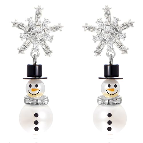 BSLVWG Weihnachten Nette Schneemann Piercing Ohrringe, Weihnachten Schneeflocke Quasten Silber überzogene Dangling Hängende hypoallergene Ohrstecker Holiday Festival Party Schmuck Geschenk (03) von BSLVWG