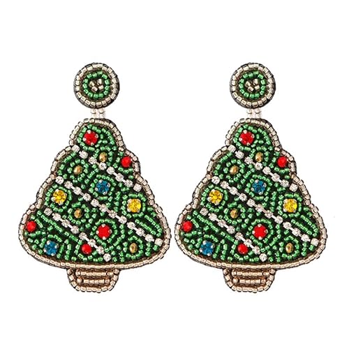 BSLVWG Weihnachtsbaum Dangle Drop Ohrringe für Frauen Mädchen, gewebte Stern Bead mit Seil Quasten Stud Weihnachten Ohrringe Schmuck Geschenke für Weihnachten Weihnachtsfeier (02) von BSLVWG