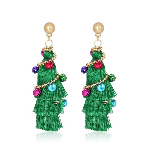 BSLVWG Weihnachtsbaum Dangle Drop Ohrringe für Frauen Mädchen, gewebte Stern Bead mit Seil Quasten Stud Weihnachten Ohrringe Schmuck Geschenke für Weihnachten Weihnachtsfeier (04) von BSLVWG
