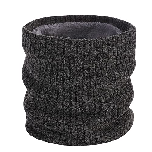 BSLVWG Winter Neck Warmer Fleece Thermisch gefütterter Schal Verdicken Winddicht und Staub Ski Kreis für Männer Frauen Doppelschicht Fleece Unisex Kreis Schal für Radfahren Motorrad (Dunkelgrau) von BSLVWG