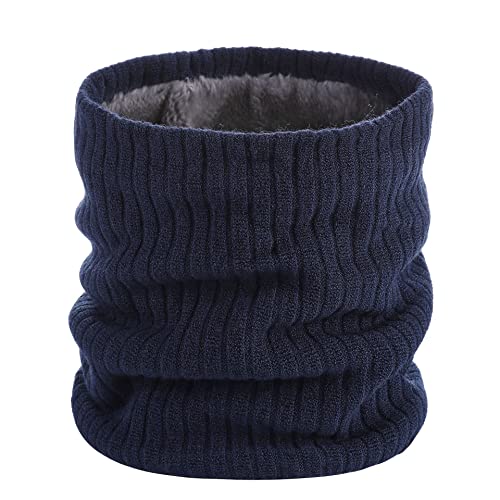 BSLVWG Winter Neck Warmer Fleece Thermisch gefütterter Schal Verdicken Winddicht und Staub Ski Kreis für Männer Frauen Doppelschicht Fleece Unisex Kreis Schal für Radfahren Motorrad (Tibetisches Blau) von BSLVWG