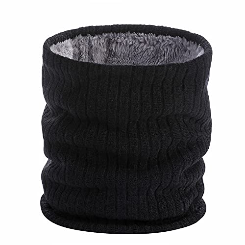 BSLVWG Winter Neck Warmer Fleece Thermisch gefütterter Schal Verdicken Winddicht und Staub Ski Kreis für Männer Frauen Doppelschicht Fleece Unisex Kreis Schal für Radfahren Motorrad (schwarz) von BSLVWG