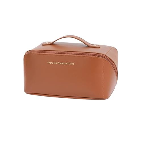 BSLVWG Große Kapazität Reise kosmetische Tasche,PU Leder tragbare Make-up Tasche,Make-up Organizer,wasserdichte kosmetische Reise Organizer Multifunktionale Aufbewahrungstasche für Frauen (Braun) von BSLVWG