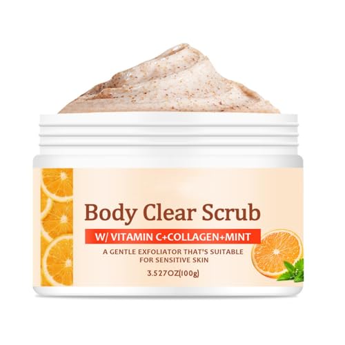 Orange Body Scrub, Vitamin C Scrub Multi Purpose Face and Body, Peeling Scrub Deep Cleansing Moisturizing Smooth & Soften Removing Strawberry Skin Body Scrub for Men & Women von BSMKCL