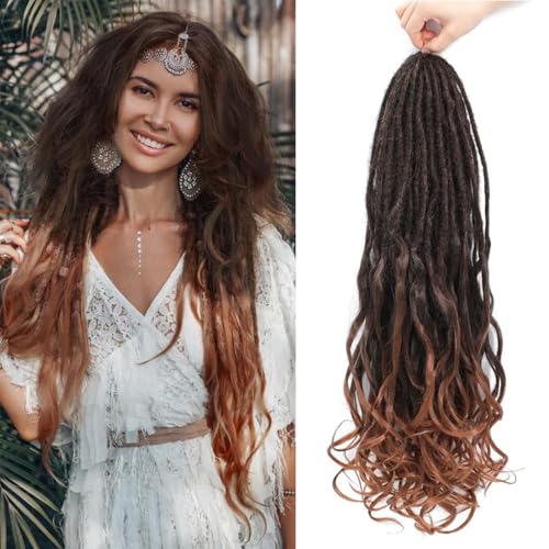 24 Inch Loose Wave Dreadlock Extensions 10 Strands Double Ended French Curly Synthetic Dreadlock Extensions 0.6CM Thin Soft Locs With Curly Ends Crochet Dreads for Black Women (TB/30) von BSMLSPHW