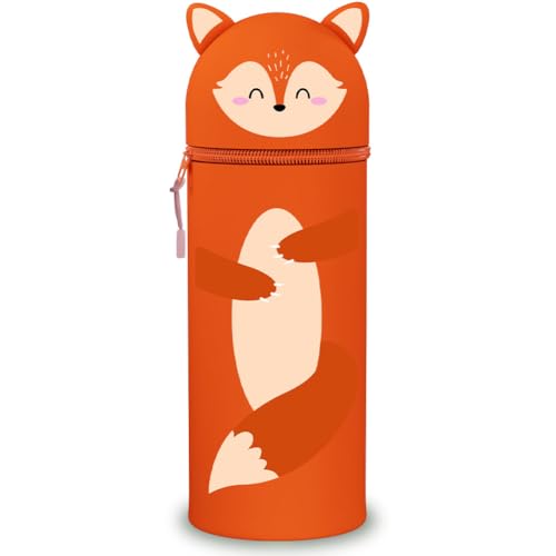 BSNRDX 2-in-1 Silicone Pencil Case - Fuchs Soft Silicone Pencil Case for Pens, Pencil Case and Pen Holder, Pencil Case Animals, Pencil Case, Briefcase von BSNRDX