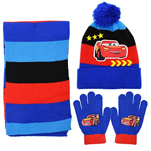 Kinder Wintermütze Schal Handschuhe Mädchen Set 3PC Racing Car Wintermütze Handschuhe Warme Beanie Winter Mütze Strickmütze Loop Schal Handschuhe Set Geschenk für Outdoor Sport Unisex von BSNRDX