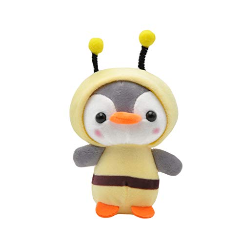 BSOMAM Plüschpuppen-Anhänger, Schlüsselanhänger, Ring, Schlüsselhalter, niedlicher Pinguin, Schlüsselanhänger, Frosch, Biene, Hai, Anime, Plüsch, gefüllt, gelb, One size, Einheitsgröße von BSOMAM