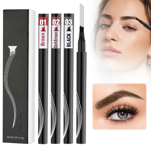 BSOON Mikro Augenbrauenstift mit Gabelspitze Applikator, 3 Stück Eyebrow Microblading Pen, 3D Wasserfester Microblading Augenbrauenstift Härchenzeichnung, Langanhaltend Natürliche Augenbrauen Make-up von BSOON