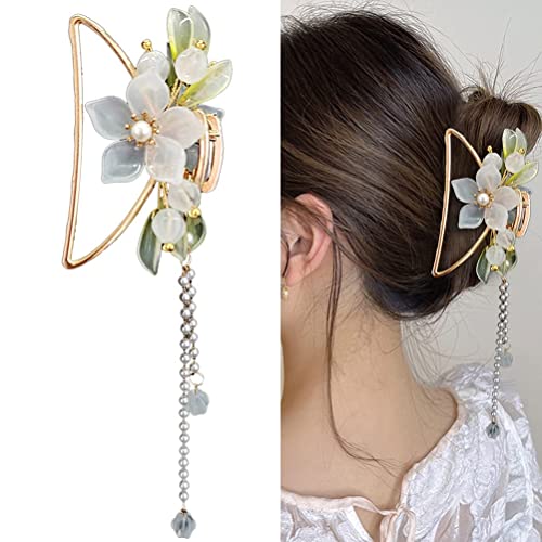 BSTCAR Haarspange mit Blumendekor, Haarspangen für Damen, Kunststoff, Haarspangen, elegante Haarklammern, rutschfest, für dickes und dünnes Haar von BSTCAR