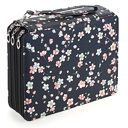 BSTKEY 120 Slots Bleistifthalter Tasche Aufbewahrungstasche, Multifunktionale Bleistiftverpackung Organizer mit Reißverschluss für Farbstifte Briefpapier, Pflaume (keine Bleistifte) von BSTKEY