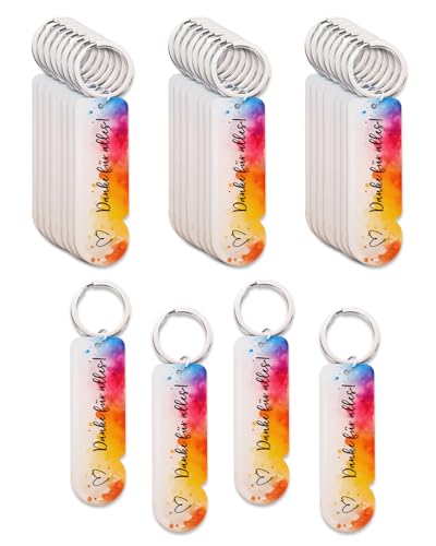 BSTOT 24 Stück Stylische Acryl Einkaufswagen-Chips Schlüsselanhänger mit Abziehbar Funktion zum Einfachen Zerlegen von Einkaufswagen - Ideal für Hochzeiten, Taufen, Geburtstage (Danke für Alles) von BSTOT