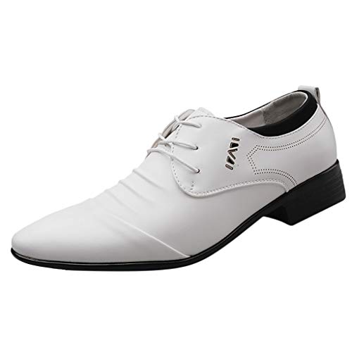 BSWFA Bequeme Schuhe Herren Slipper Bequeme Anzug Hochzeit Männer Schuhe Business Schuh Spitze Schuhe Männer Casual Herren Lederschuhe Schwarze Schuhe Herren 45 (41, Weiß) von BSWFA