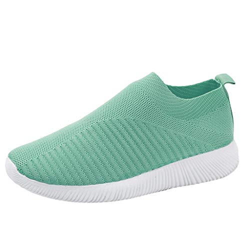 BSWFA Damen Stilvoll Sommer Fitnessschuhe Atmungsaktiv Barfußschuhe Turnschuhe Damen Traillaufschuhe Schlupfschuhe Leicht Sneakers Sportschuh Schwarz Gr.35-43 (Mint Green, 35) von BSWFA