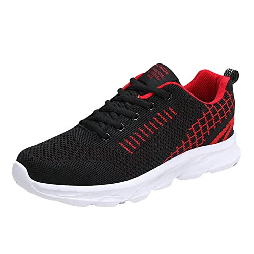 BSWFA Herren Damen Slip-on-Mesh-Turnschuhe Sneaker Sportschuhe Leichte Laufschuhe Hallenschuhe Atmungsaktiv Walkingschuhe Indoor Fitnessschuhe Joggingschuhe (Red-1, 40) von BSWFA